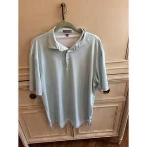 Peter Millar Summer Comfort Blue Golf Polo Short Sleeve Collared Geometric Large
